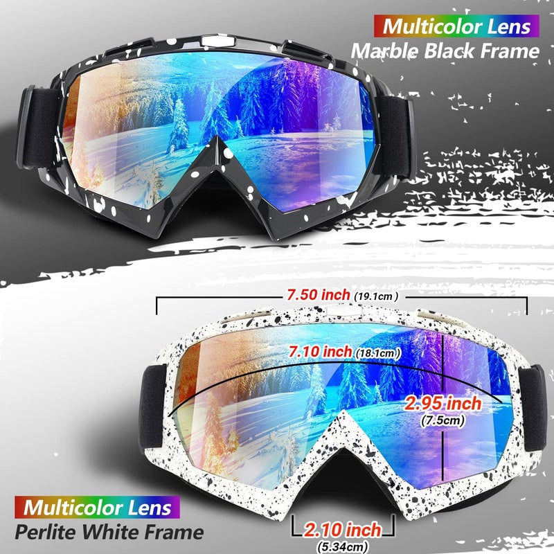 Braylin Adult Ski Goggles, 2-Pack Snowboard Goggles for Youth, Teens, Men & Women, Wide View Snowmobile Goggles - Image 2
